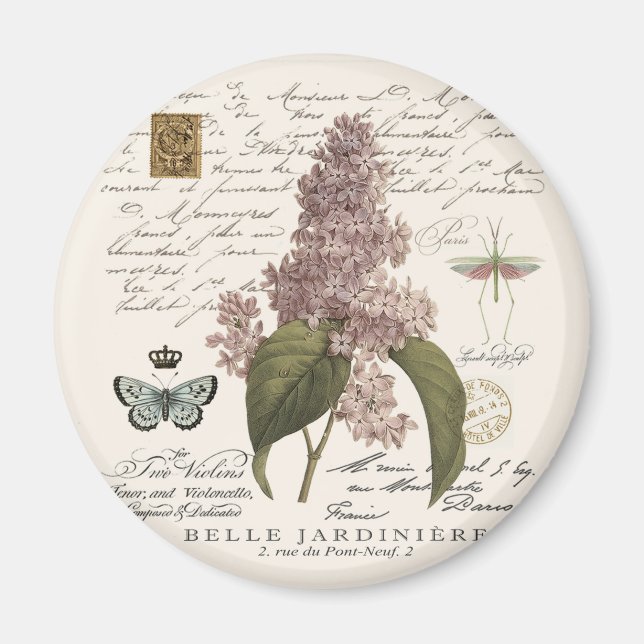 modern vintage French Lilacs Magnet (Front)