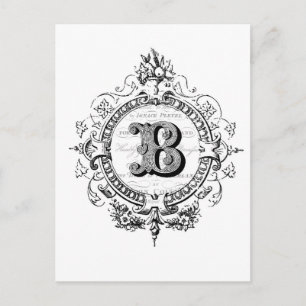 Modern Vintage French Monogram letter B Postcard