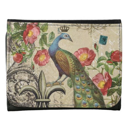 Modern Vintage French Peacock Wallet