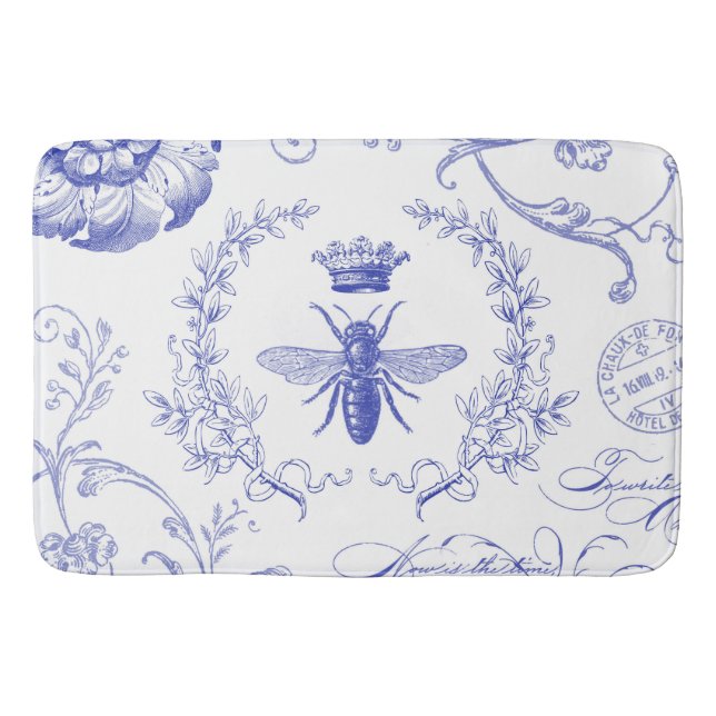 modern vintage french queen bee bathroom mat (Front)