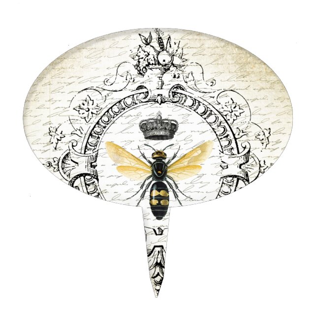 MODERN VINTAGE french queen bee Cake Topper (Front)