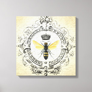 modern vintage french queen bee canvas print