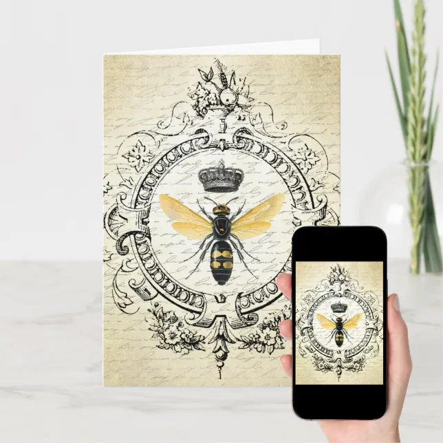 modern vintage french queen bee card | Zazzle