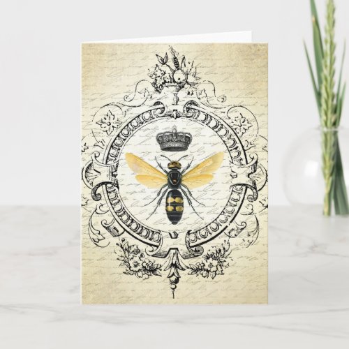 modern vintage french queen bee card