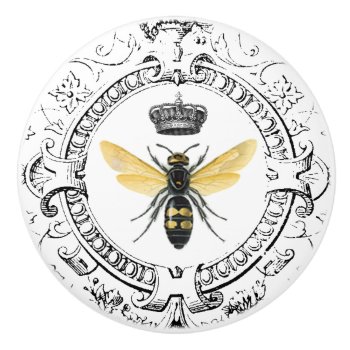 Modern Vintage French Queen Bee Ceramic Knob by GIFTSBYHEATHERMYERS at Zazzle