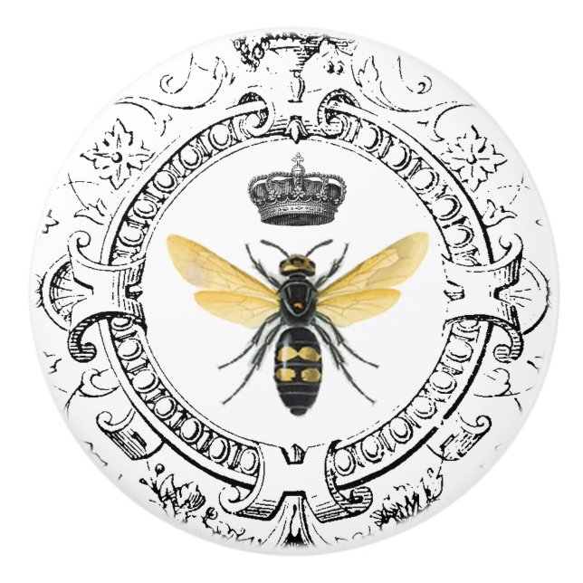 MODERN VINTAGE french queen bee Ceramic Knob (Front)