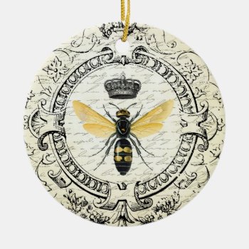 Modern Vintage French Queen Bee Ceramic Ornament by GIFTSBYHEATHERMYERS at Zazzle