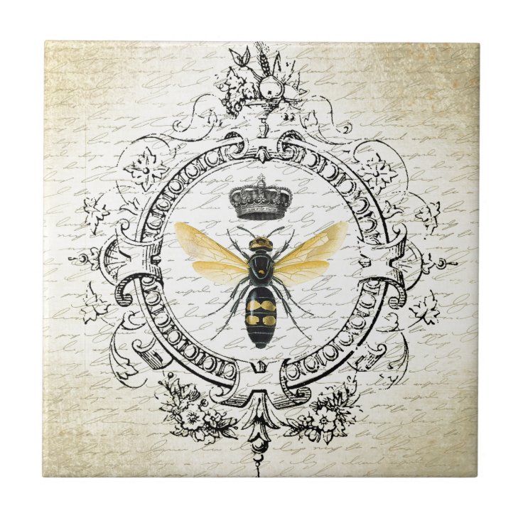 MODERN VINTAGE french queen bee Ceramic Tile Zazzle