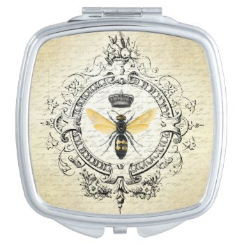 Modern Vintage French Queen Bee Compact Mirror by GIFTSBYHEATHERMYERS at Zazzle
