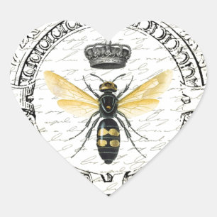 MODERN VINTAGE french queen bee Heart Sticker