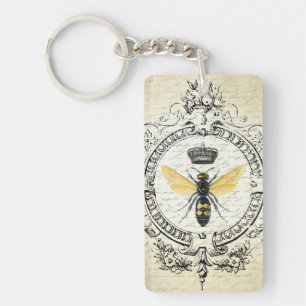 Modern vintage french queen bee keychain