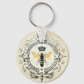 Modern Vintage French Queen Bee Keychain by GIFTSBYHEATHERMYERS at Zazzle