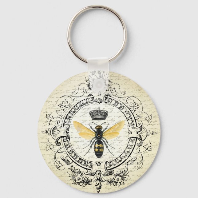 Modern vintage french queen bee keychain (Front)