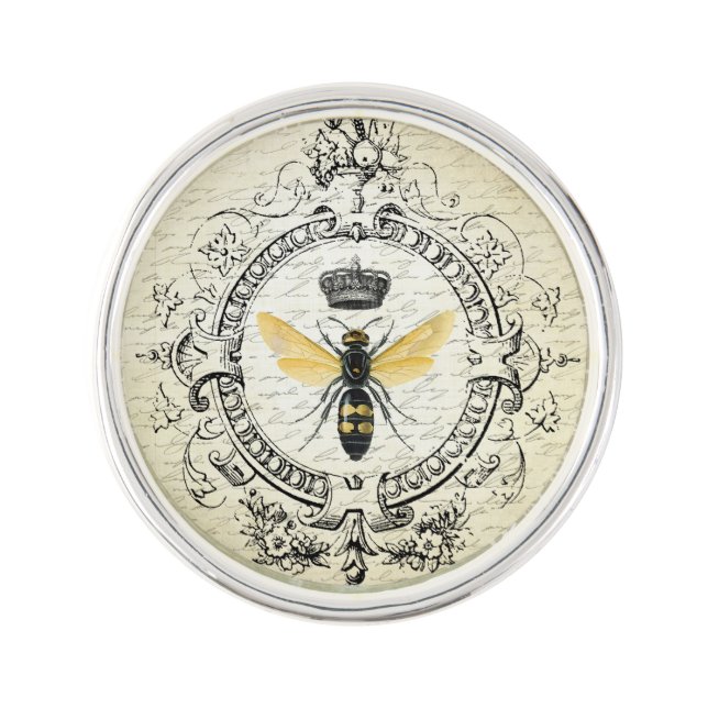 modern vintage french queen bee lapel pin (Front)