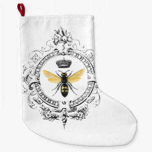 MODERN VINTAGE french queen bee Large Christmas Stocking