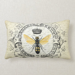 modern vintage french queen bee lumbar pillow