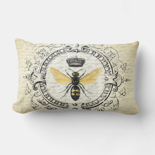 modern vintage french queen bee lumbar pillow