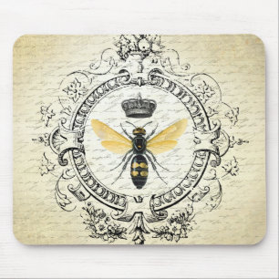 modern vintage french queen bee mouse pad