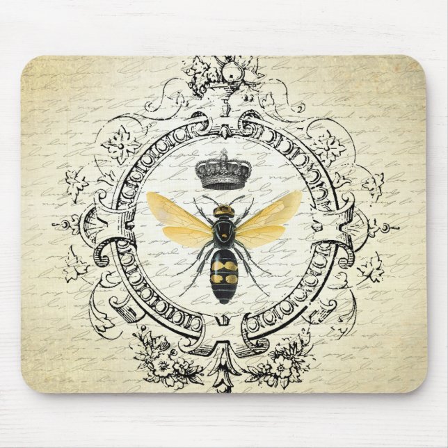 modern vintage french queen bee mouse pad (Front)