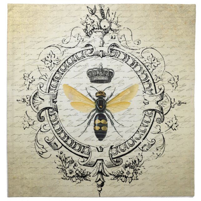 Modern vintage french queen bee napkin (Front)