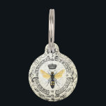 modern vintage french queen bee pet name tag<br><div class="desc">modern vintage french queen bee</div>