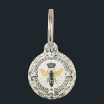 modern vintage french queen bee pet name tag<br><div class="desc">modern vintage french queen bee</div>
