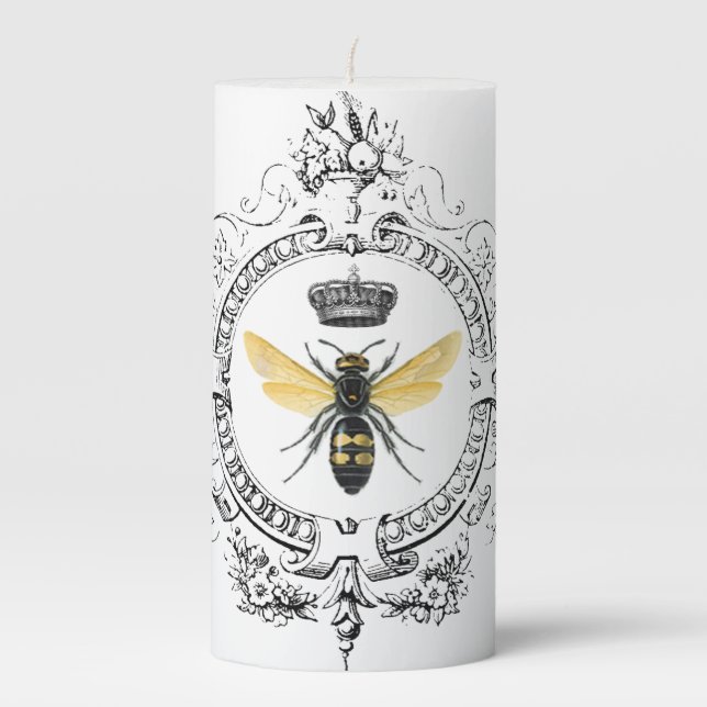 MODERN VINTAGE french queen bee Pillar Candle (Front)