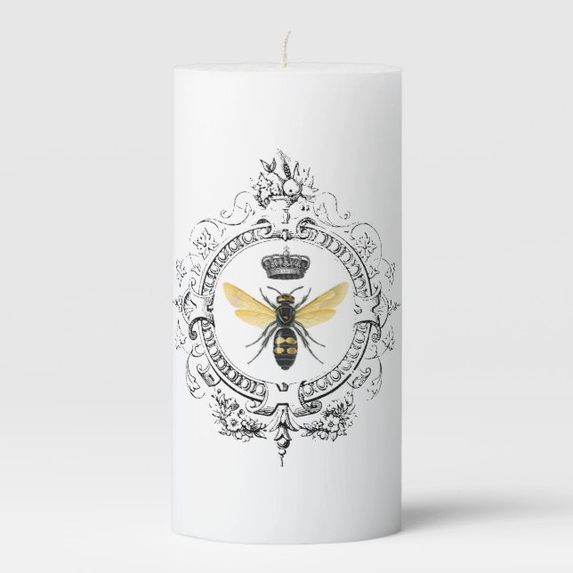 MODERN VINTAGE french queen bee Pillar Candle (Front)