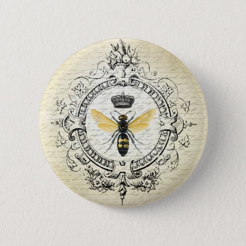 MODERN VINTAGE french queen bee Pinback Button