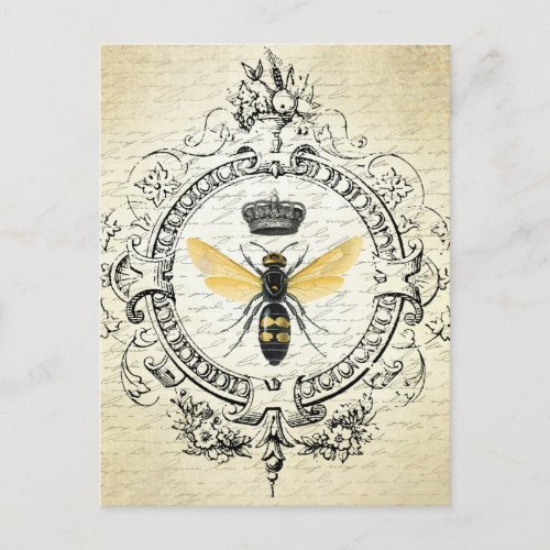 Modern vintage French queen bee Postcard