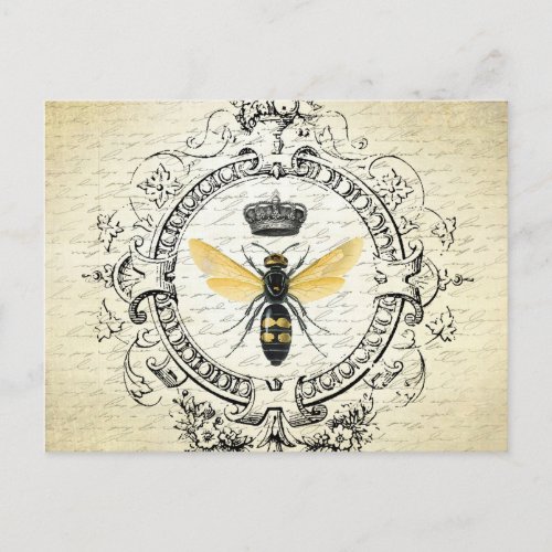 modern vintage french queen bee postcard