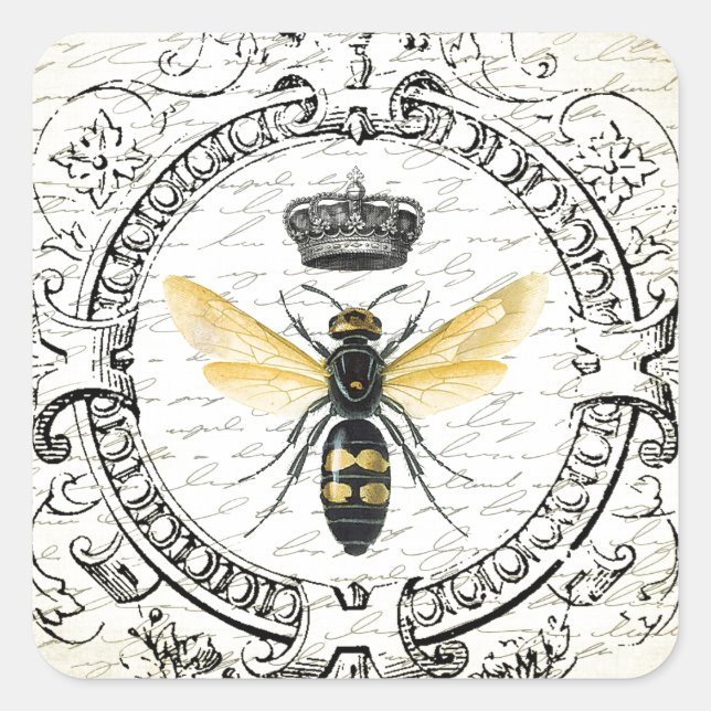 MODERN VINTAGE french queen bee Square Sticker (Front)