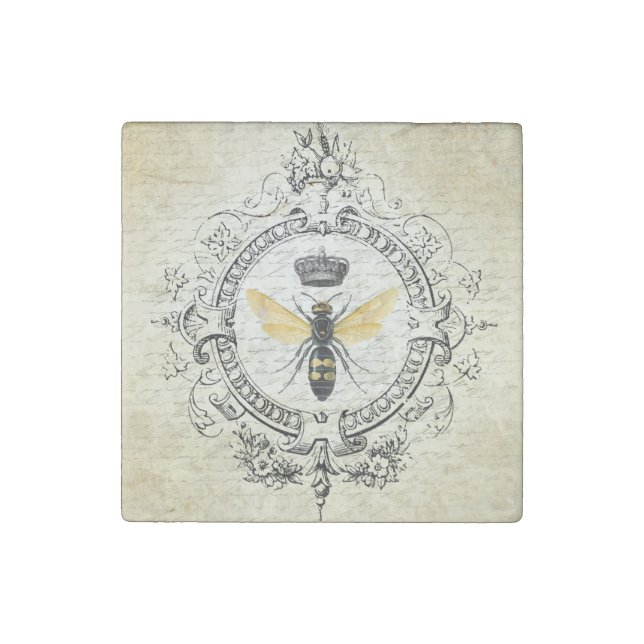 modern vintage french queen bee stone magnet (Front)