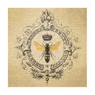Modern vintage french queen bee wood print