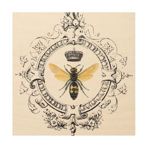 MODERN VINTAGE french queen bee Wood Wall Art