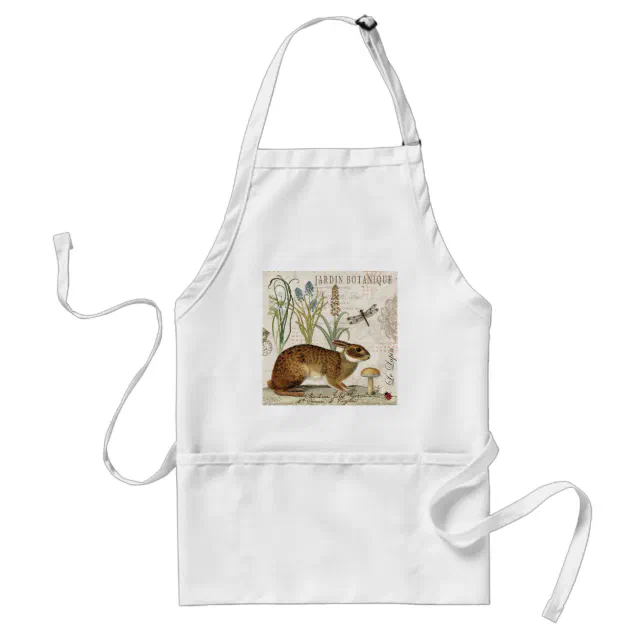 modern vintage french rabbit in the garden adult apron | Zazzle
