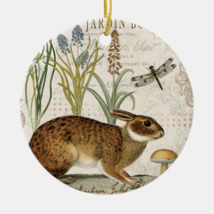 modern vintage french rabbit in the garden ceramic ornament
