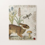 modern vintage french rabbit in the garden jigsaw puzzle<br><div class="desc">modern vintage french rabbit in the garden</div>