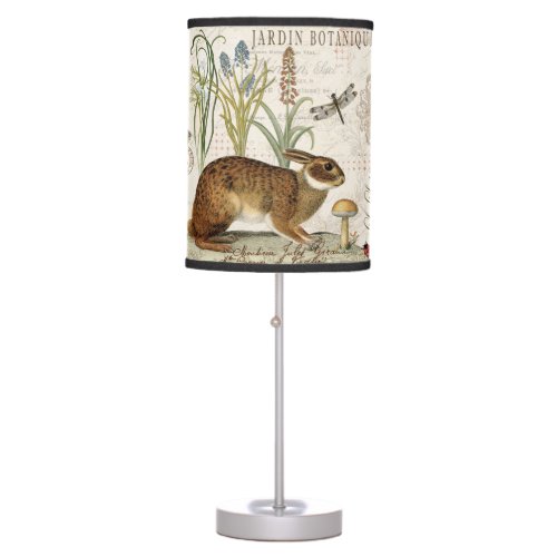 modern vintage french rabbit in the garden table lamp