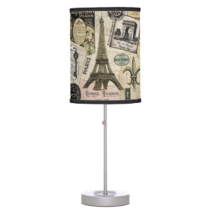 Modern Vintage French travel collage Table Lamp
