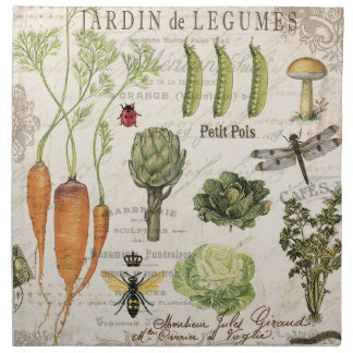 modern vintage french vegetable garden cloth napkin