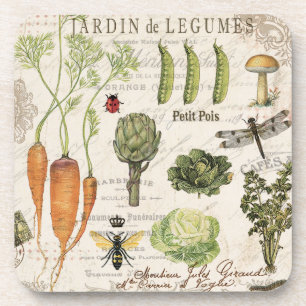 modern vintage french vegetable garden coaster