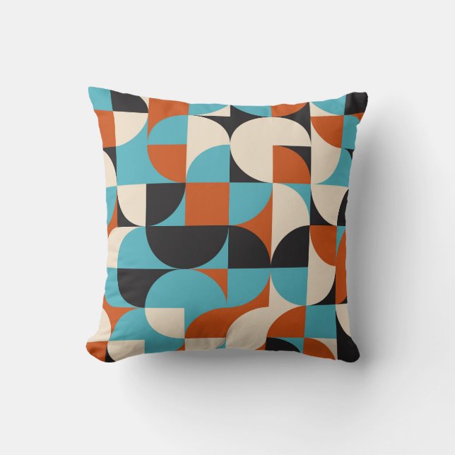 Modern Vintage: Geometric Retro Shapes. Throw Pillow (Front)