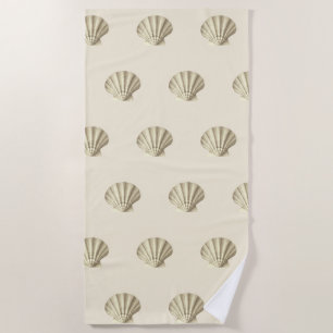 Modern Vintage Gold Brown Shells on Cream Beach Towel