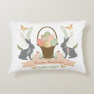 Modern Vintage Graphic Easter collage Decorative Pillow