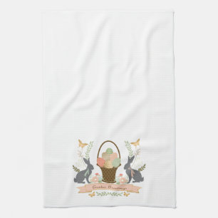 Modern Vintage Graphic Easter collage Kitchen Towel