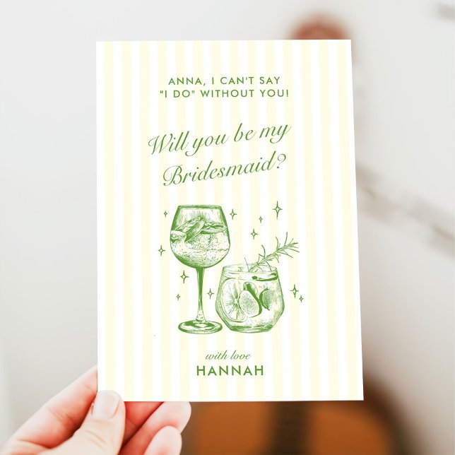 Modern Vintage Green Bridesmaid Proposal Card (Creator Uploaded)