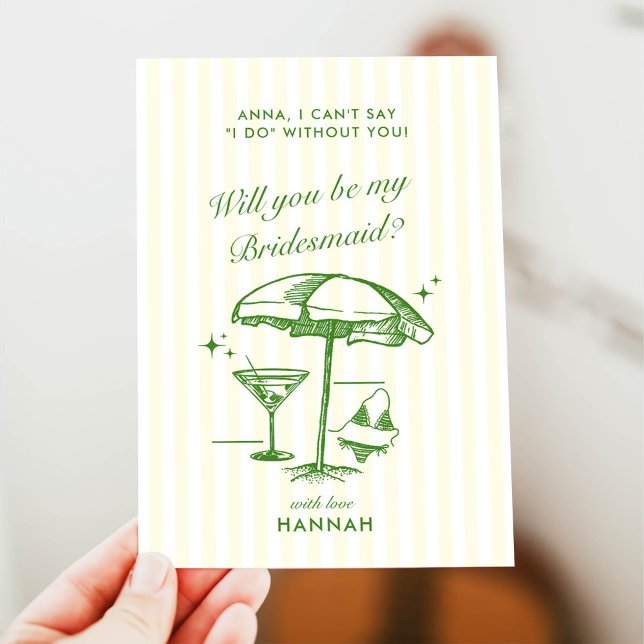 Modern Vintage Green Bridesmaid Proposal Card (Creator Uploaded)