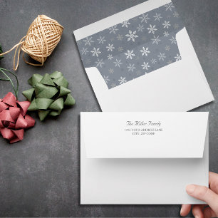 Modern Vintage Grey Snowflakes pattern Envelope