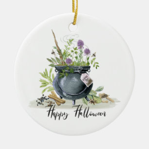 Modern Vintage Halloween cauldron recipe 1 Ceramic Ornament